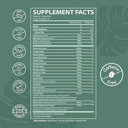 Nutrition Daily Super Greens & Electrolytes Powder – Gut Health, Hydration, Energy & Bloating Relief – Spirulina, Chlorella, Pre & Probiotics, Digestive Enzymes, Fiber – Sugar Free, 30 SVG