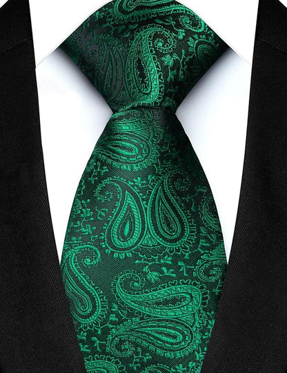 JEMYGINS Mens Paisley Tie and Lapel Pin Necktie Pocket Square and Tie Clip with Sets for Business Casual 4PCS