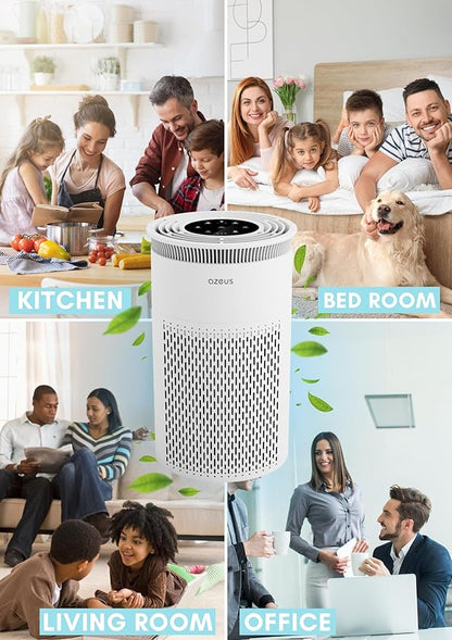 True HEPA Air Purifier (C8) 3-Stage Filtration System, 360° Air Intake, Ultra-Quiet, Ideal for Large Rooms, and Ozone Free (Medium)
