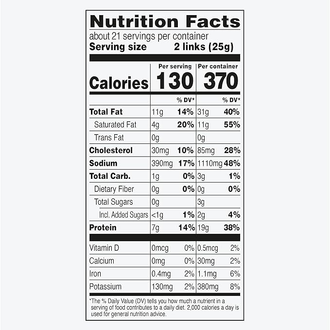 Duke's Pork Hot & Spicy Smoked Shorty Sausages, 7g Protein Per Serving, Stocking Stuffer, 2.5 oz. Snack Bags (Pack of 7)