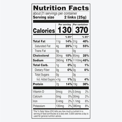 Duke's Pork Hot & Spicy Smoked Shorty Sausages, 7g Protein Per Serving, Stocking Stuffer, 2.5 oz. Snack Bags (Pack of 7)