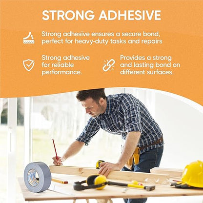 Duct Tape Heavy Duty Waterproof, 30 Yards x 2 Inch, 12-Roll Pack, All-Weather Grey Duct Tape Bulk, Strong, No Residue, Industrial and Professional Use