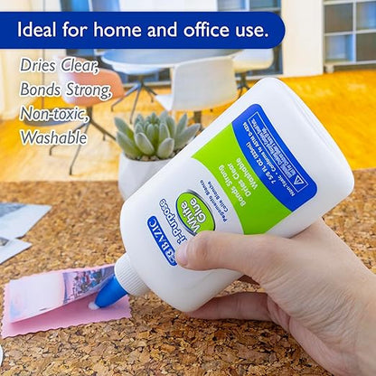 BAZIC Products Jumbo White Glue 7.62 Oz. (225 mL), All Purpose Adhesive Bond Photo DIY Craft Slime Making, for Office School Home Art Projects, 1-Pack