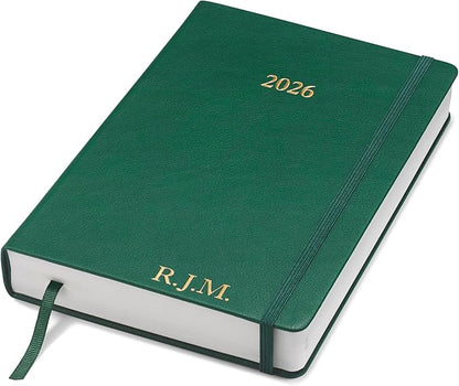 Wykeham's Executive 2026 Daily Journal Planner – US Public Holidays & Format – Customization Available (Personalized Racing Green, 8.5"×5.5")
