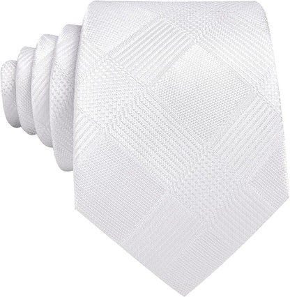 Barry.Wang Tie Sets for Men Silk Solid Necktie Stain Ties Handkerchief Pocket Square Cufflinks Wedding Business Dyed