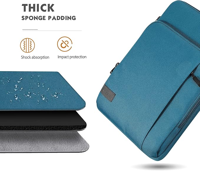 MoKo 12.9 Inch Tablet Sleeve Bag Carrying Case with Pockets Fits 13 Inch New iPad Pro M4 & Air M2 2024, iPad Pro 12.9 M2&M1, Surface Laptop Go 12.4", Galaxy Tab S8+/S9+ 12.4", Peacock Blue