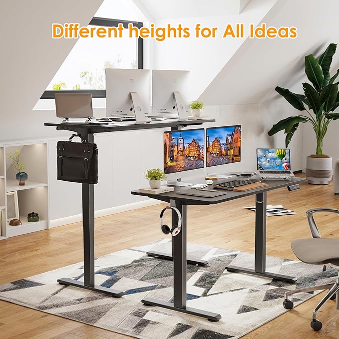 STARY Electric Standing Desk Adjustable Height Sit Stand Home Office Desk with Splice Board