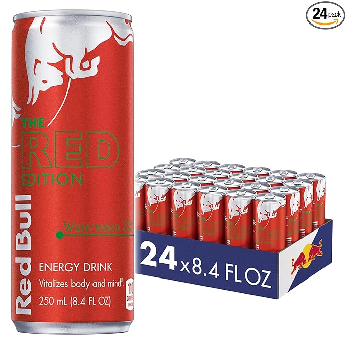 Red Bull Red Edition Watermelon Energy Drink, 8.4 Fl Oz, 24 Cans