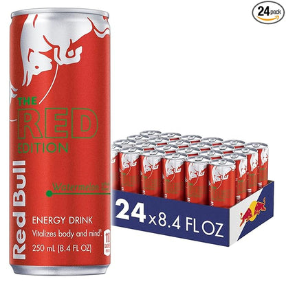 Red Bull Red Edition Watermelon Energy Drink, 8.4 Fl Oz, 24 Cans