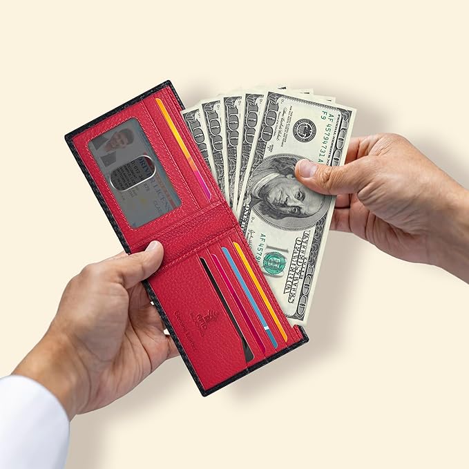 Oak Leathers Slim Leather Wallet for Men - RFID Wallets Credit Card Holder Ultra Thin Gift for Mens, Front Pocket Minimalist Design
