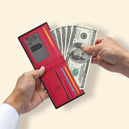 Oak Leathers Slim Leather Wallet for Men - RFID Wallets Credit Card Holder Ultra Thin Gift for Mens, Front Pocket Minimalist Design