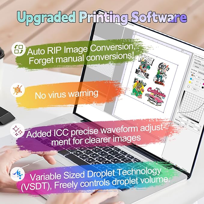 MZK A3 Plus DTF Printer XP600 Doubled-Speed,13+" DTF Film,Built-in Holiday Automatic Timed Cleaning Printhead,LED Multi-Function Fouch Screen,Film Cutter,White Ink Circulation,Gift Ink 2 Year
