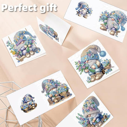 jinglinhh 12pcs Diamond Art Painting Lavender Blueberry Gnome Greeting Cards with Envelopes, DIY Card Making Kits for Adults, Diamond Art Postcards Christmas Cards Craft Gifts