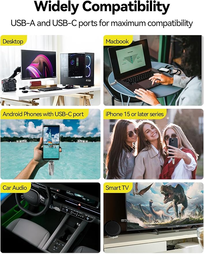 MOVE SPEED 1TB Solid State Flash Drive 570MB/s High Speed USB Drive with Type C + USB 3.2 Drive Dual Port, Thumb Drive Compatible with iPhone 15, 16,17 Series/Android/Phone/MacBook/Audio/Smart TV