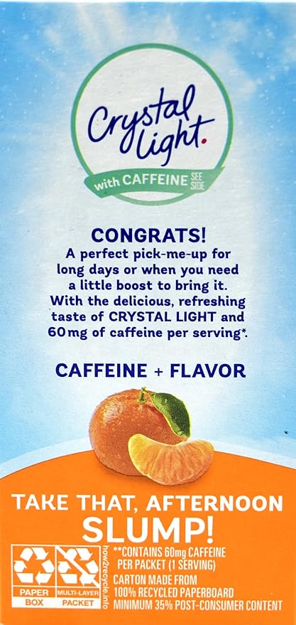 Crystal Light On The Go Citrus With Caffeine Drink Mix, 10-Packet Box (Pack of 35)