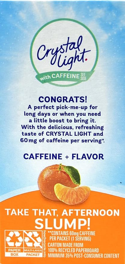 Crystal Light On The Go Citrus With Caffeine Drink Mix, 10-Packet Box (Pack of 35)