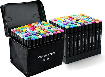 Alcohol Markers 80 Colors with Base Dual Tip Art Drawing Markers for Kids Students and Adults Comics Sketching Illustration - Refillable