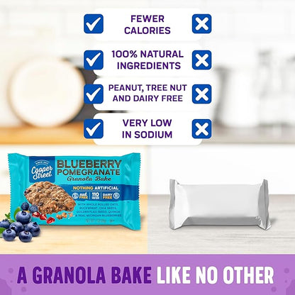 Cooper Street Granola Bakes in Delicious Blueberry Pomegranate Flavor | Healthy Chewy Granola Bars with Chia, Flax, Buckwheat and Oats | Individually Wrapped Healthy Breakfast Bars | 6 oz | 2 Pack