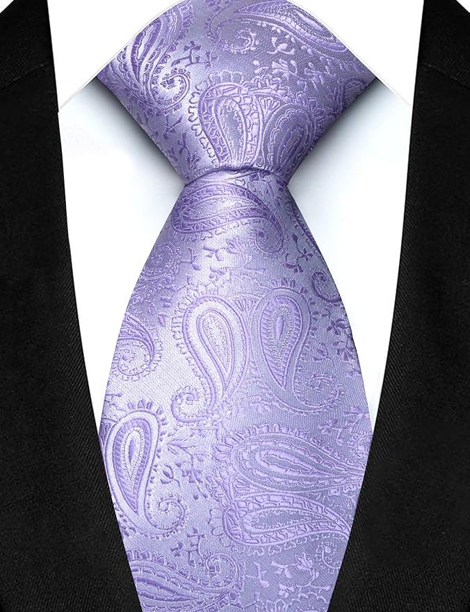 JEMYGINS Mens Paisley Tie and Lapel Pin Necktie Pocket Square and Tie Clip with Sets for Business Casual 4PCS