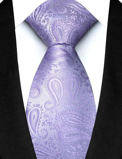 JEMYGINS Mens Paisley Tie and Lapel Pin Necktie Pocket Square and Tie Clip with Sets for Business Casual 4PCS