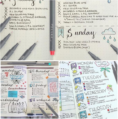Taotree 24 Fineliner Color Pens, Fine Line Colored Sketch Writing Drawing Pens for Journaling Planner Note Taking Adult Coloring Books, Porous Fine Point Markers, School Office Teacher Art Supplies