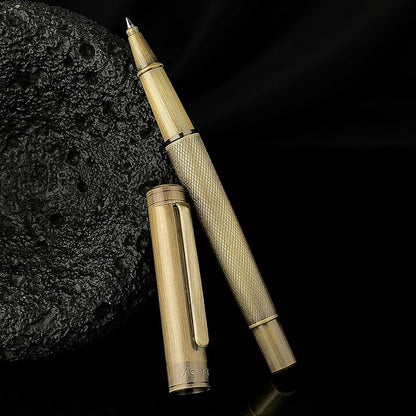 Bronze Rollerball Pen, Stunning Luxury with Mesh Texture Design、Schmidt Ink Refill, Nice Gift Set for Men & Women, Business, Executive, Office, Writing, Graduation, Nice Fancy Designer Pens