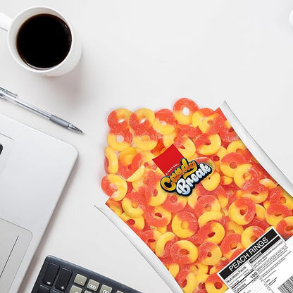 Candy Break Fruity Peach Rings Gummy Candy, Chewy Gummies with Peach Flavor, Snacks for Kids & Adults, Chewy Candies 5 lbs Bulk Share Size Bag, Pack of 1
