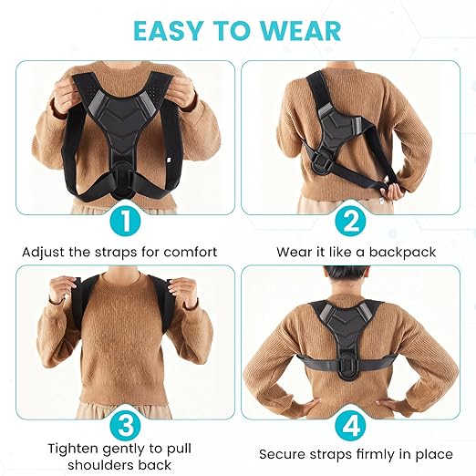 Posture Corrector for Men & Women, Adjustable Back Brace & Straightener for Office, Home & Daily Use, Relieve Back Pain, Prevent Hunching & Slouching, Comfortable & Breathable, M