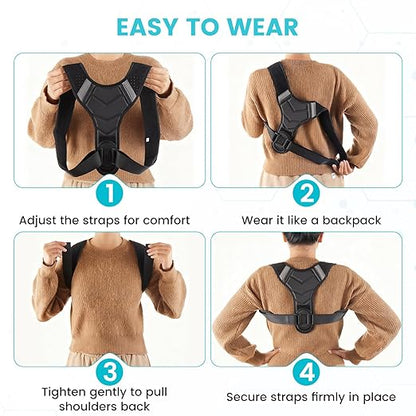 Posture Corrector for Men & Women, Adjustable Back Brace & Straightener for Office, Home & Daily Use, Relieve Back Pain, Prevent Hunching & Slouching, Comfortable & Breathable, M