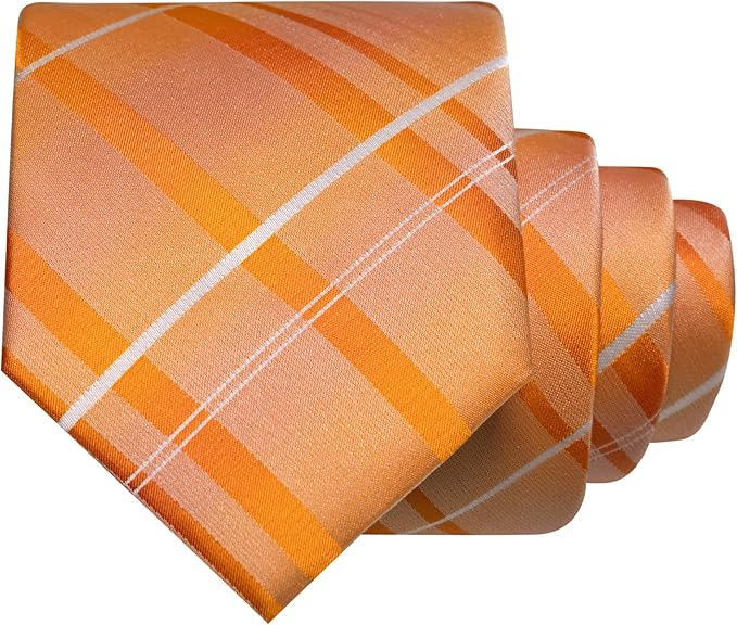 JEMYGINS Mens Striped Tie and Pocket Square with Tie Clip Lapel Pin Set 4PCS