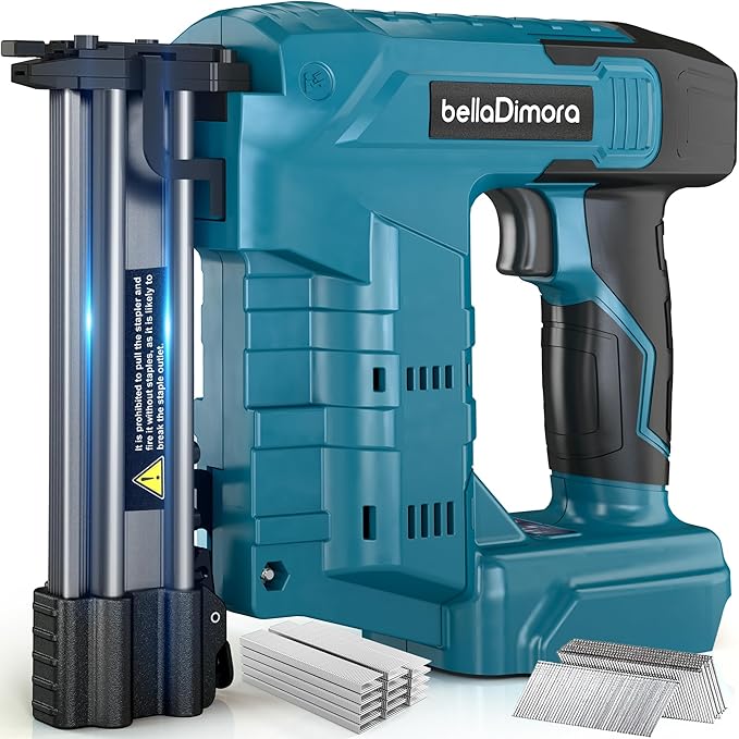 18GA Cordless Brad Nailer, 2 in 1 Nail Gun & Staple Gun for Makita 18V Bettery with 1000 Nails &1000 Staples, Battery Powered Nail Gun for Home Improvement(No Battery)