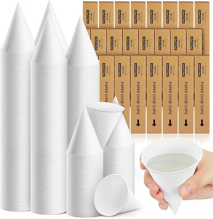 Roshtia 4800 Pcs 4 oz Paper Cone Cups Thicken Disposable Cone Cups for Shaved Ice, Slushies Water Cooler Dispenser, White