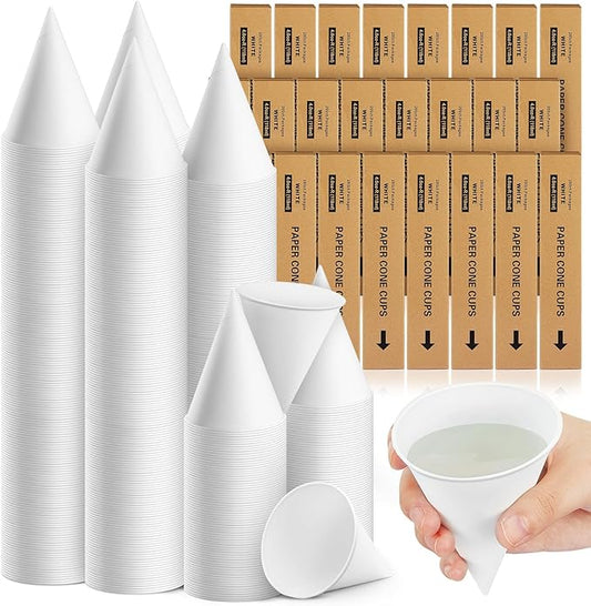 Roshtia 4800 Pcs 4 oz Paper Cone Cups Thicken Disposable Cone Cups for Shaved Ice, Slushies Water Cooler Dispenser, White