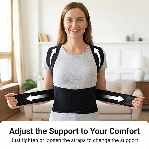 Full Back Posture Corrector for Women & Men – Pull-Back System Posture Brace – Wide Soft Straps, Breathable Mesh, Adjustable Support for Slouching, Rounded Shoulders & Upper Spine Pain Relief
