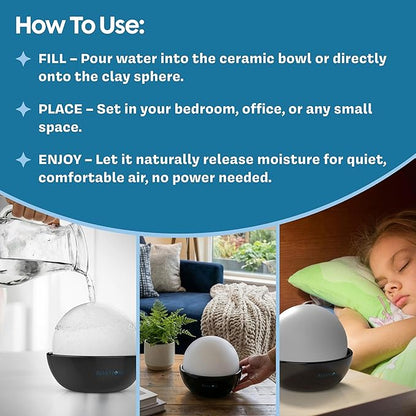 Humidifiers, Set of 2 Stone Decorative Ceramic Natural Water Humidifier, Non-Electric Battery Free for Bedrooms, Great for Babies by Bluestone