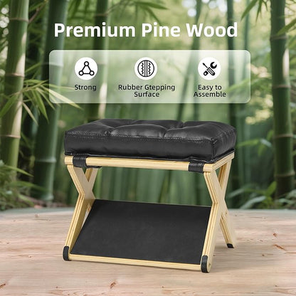 Foot Rest for Under Desk at Work, Wooden Under Desk Footrest with Non-Slip Rubber Stepping Surface, Ergonomic Foot Stools for Under Office Desk, Enhances Posture, Home Office Gaming (Pine)