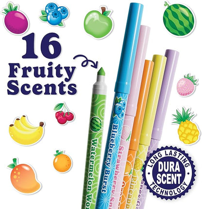 Pastel Smarkers - Washable Patented Gourmet Scented Pastel Markers, Assorted Colors, Standard Point Felt Tip, 16 Count