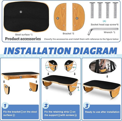 Taiyin Ergonomic Wood Foot Rest for Enhanced Circulation Under Desk Wood Footrest Stool Rocker Balance Board for Supporting Relieving Leg Pressure, Home and Office Use, 15.8 x 11 x 4.3 Inches