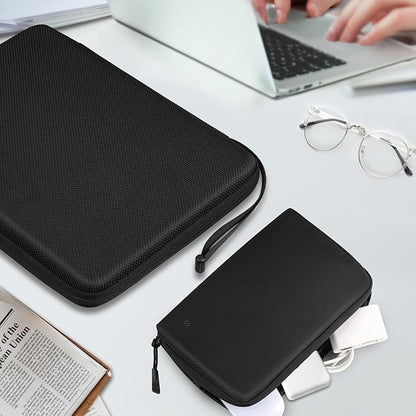 FINPAC Hard Laptop Sleeve with Accessory Pouch Compatible with 15.3 inch MacBook Air M4 M3 M2 2025 2024, 16.2 inch MacBook Pro M4/M3/M2/M1 Pro/Max, Waterproof Case for Surface Laptop/Book, Black