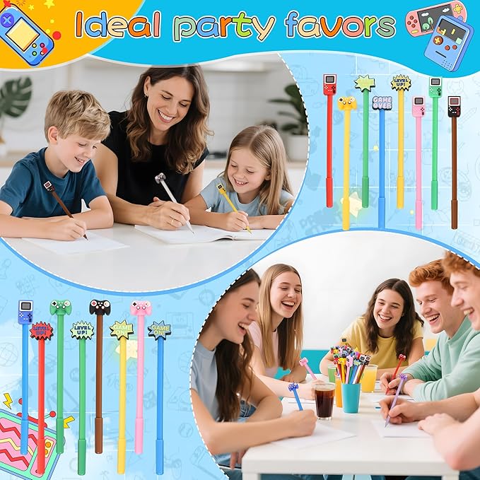 LiYiQ 50 Pcs Video Game Cartoon Cute Fun Pens for Kids Kawaii Games Handle Level Up Games Console Shape Gel Black Ink Pen Cute Video Game Pens for School Office Home Student Kids Present