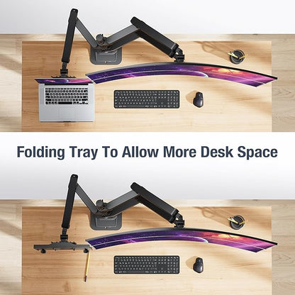 AVLT Laptop & Dual 40 Inch Stacking Monitor Arm Pole Top Mount with USB-C USB-A Ports-Black, Supports 26.4 lbs (12kg), Ultrawide Screen Fit, VESA Compatible, Multi-Screen, Ergonomic Workspace Upgrade