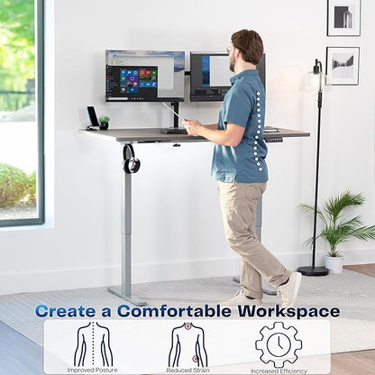 VIVO Electric 60 x 30 in Standing Desk, Memory Height Adjustment, 1B Series, Dark Gray Top Gray Frame, DESK-KIT-1G6G-30