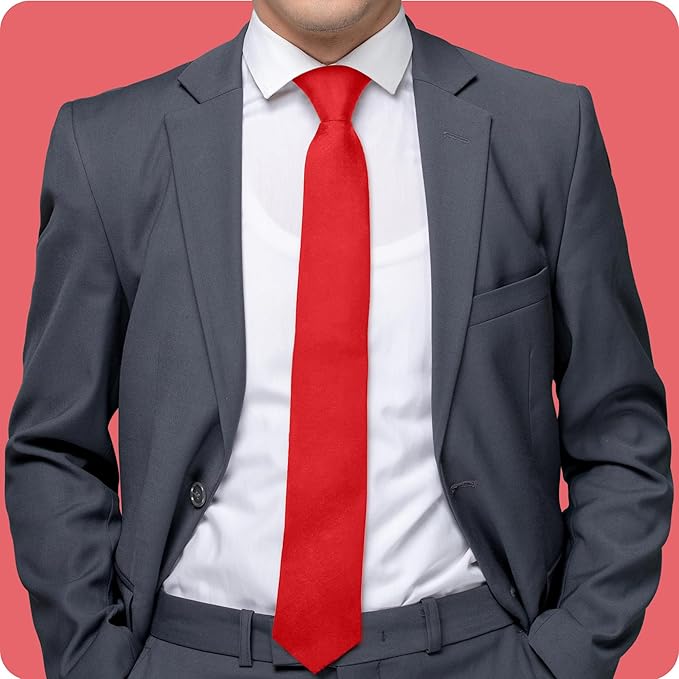 boxed-gifts Umo Lorenzo Tie for Men Satin Finish Necktie - Standard Width Ties - Black, Navy, Red, Sage Green Tie