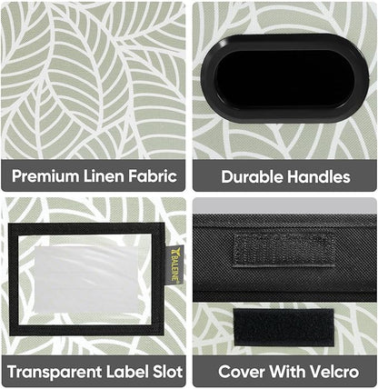 BALEINE File Organizer Box with Lid, Collapsible File Folder Organizer with Plastic Slide, Hanging File Folder Box for Office Document Storage (2 Pack, Antique Foliage)