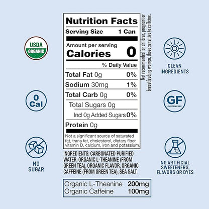 ARDOR ENERGY Sparkling Water with 100mg Natural Caffeine & 200mg L-Theanine from Organic Green Tea for Smooth Energy & Focus | Healthy Energy Drink | No Sugar, Zero Calories, Vegan, Gluten-Free | Tropical Variety (Pack of 12, 12oz cans)
