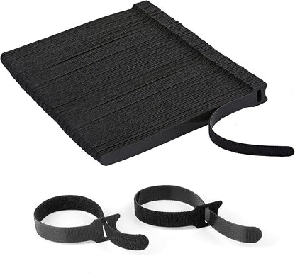 130PCS Reusable Cable Ties with Hook and Loop, Multi-purpose Adjustable 8 Inch Cable Management Wire Ties Cable Straps for Organizing Home, Office and Data Centers, Black