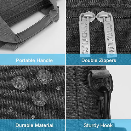 MOSISO Laptop Shoulder Bag 15.6 inch, 15-15.6 inch Computer Bag Compatible with MacBook Pro 16 inch, HP, Dell, Lenovo, Notebook with 2 Raised&1 Flapover&1 Horizontal Pocket&Handle&Belt, Slate Gray
