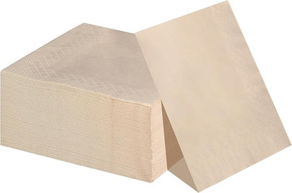 MORGIANA 100 Pcs Disposable Paper Napkins, Eco Napkins Biodegradable, Compostable Serviettes, Brown Cocktail Napkins for Party, Bar, Christma（33 * 33CM）