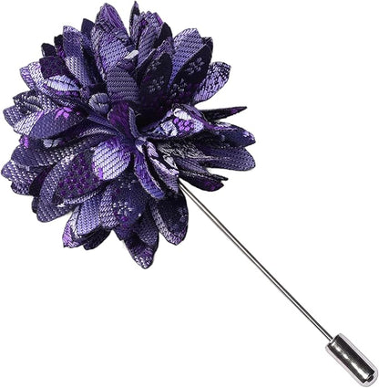 GUSLESON 3.15"（8cm） Mens Floral Tie and Lapel Pin Necktie Hankerchief Cufflinks Set for Men