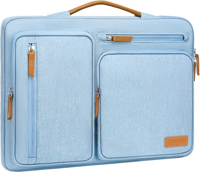 MOSISO 360 Protective Laptop Case 16 inch, 15-15.6 inch Laptop Sleeve Compatible with MacBook Pro 16, HP, Acer, Dell, Lenovo, ASUS, Side Open Carrying Case with 4 Zipper Pockets&Handle, Air Blue